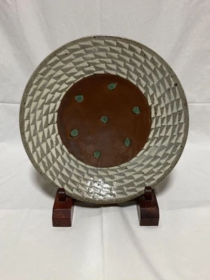  Tatsuzo Shimaoka Mashiko Ware Plate Mingei Inlaid Ceramic 12in Decorative  - Image 1 of 4