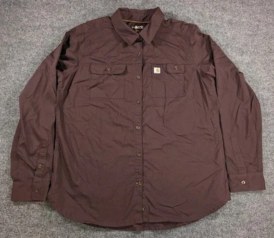 Camisa feminina Carhartt Force Ridgefield com botões de trabalho ventilados tamanho G manga longa  - Imagem 1 de 4