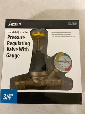 Apollo 3/4" Bronze Double Union Threaded Water Pressure Regulator w/Gauge - Image 1 of 2