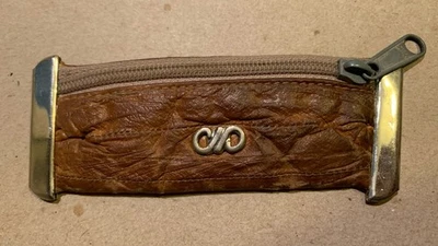 "Bolsa de cambio de moneda con cremallera piel de anguila genuina vintage - 4"" Corea" Foto 1 de 4