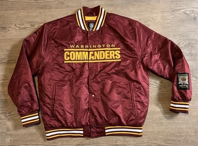 Chaqueta Washington Commanders NFL Para Hombre Borgoña Satén Como Botón Talla Grande Foto 1 de 4
