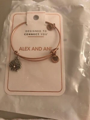 Alex and Ani Star of Venus Seashell Charm Bangle Bracelet Swarovski Crystal New - Imagem 1 de 3