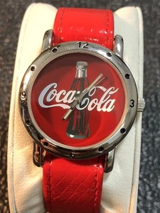 Coca-Cola Advertising Women’s Watch Silver Tone Red Dial New Battery/Band - Picture 1 of 16