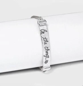 Bella Uno Bellissima Recycled Silver Plated "Be the Change" Adjustable Bracelet - Picture 1 of 2