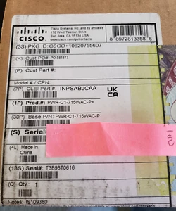 New Cisco PWR-C1-715WAC-P 715W Ac Platinum Power Supply (We buy and sell Cisco) - Picture 1 of 1