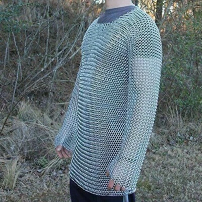 Camisa Medieval Cota de Malla Aluminio Butted Hauberk Cosplay LARP Armadura para Hombres Foto 1 de 3
