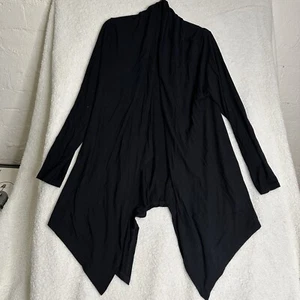 Womens Von Troska Cardigan Sz L Black Waterfall Coat Stretch Open Wrap - Picture 1 of 7