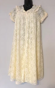 Juego Peignoir Vintage Ro-Vel of California Amarillo Gasa Talla M Encaje Nylon - Imagen 1 de 11