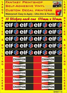SLOTCAR SCALEXTRIC 1/32 Building Barrier Trackside Stickers Decals sheet 14a - Picture 1 of 3