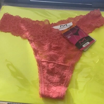 Lote de 10 bragas de encaje de ensueño color coral Maidenform para mujer Foto 1 de 4