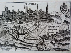 Tivoli Italy City View Churches River 1629 birds-eye prospect print - Picture 1 of 2
