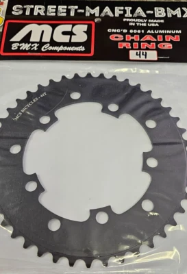 MCS CHAINRING BMX BIKE SPROCKET 44t BLACK usa! GT Haro SE Racing Redline JMC new - Image 1 of 3