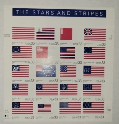 Scott #3403 The Stars And Stripes Souvenir Sheet of 20 Flag Stamps - MNH - Image 1 of 2