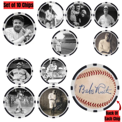Babe Ruth SIGNED Baseball Legends Poker Chip Set (10) - Image 1 of 2