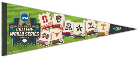 COLLEGE WORLD SERIES 2021 NCAA Baseball 8-Team Premium Felt Collectors PENNANT Cover