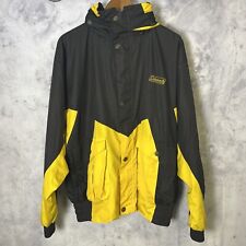 Coleman Full Zip Jacket Mens Large Hooded Windbreaker Black Yellow Outdoor M5