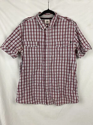Rusty Button Up Shirt Mens Large Red White Plaid Casual Pockets Outdoors Adults  - Image 1 of 4