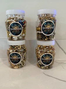 16oz Mystery Jewelry Jar Silver or Gold Tone Necklaces Earrings Rings All Wear - Picture 1 of 14