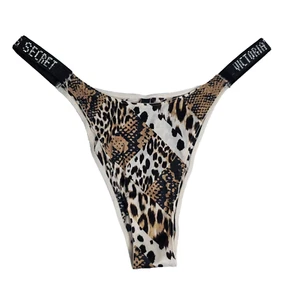Victoria's Secret Brazilian-Höschen Leopard glatter Glanz Träger XL schwarz braun - Bild 1 von 4