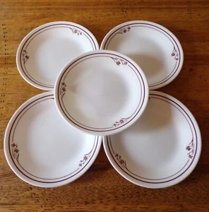 Corelle Melody Brown Flowers Desert Plate 6 3/4" set 5 good used Shape - Picture 1 of 2