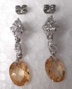 Ohrhänger Zirkonia Sterlingsilber 2 kt oval champagnerfarben Rhodium - Bild 1 von 13