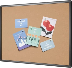 Cork Notice Board, 36 X 24 Inches, Cork Bulletin Board with Black Aluminium Fram - Picture 1 of 12