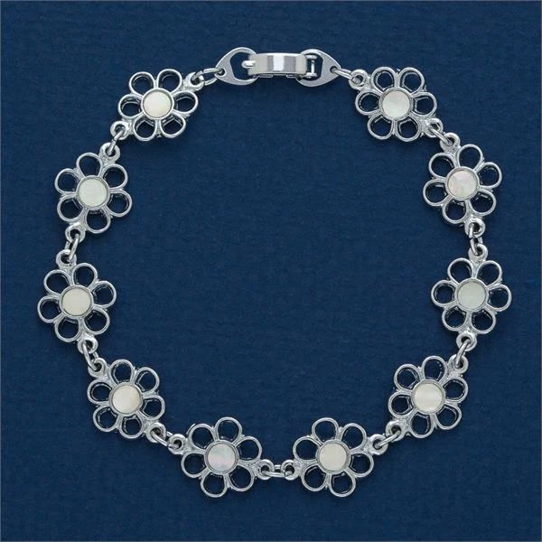 Pulsera Madreperla Genuina 7" Largo Diseño Flor Dasiy         Foto 1 de 1