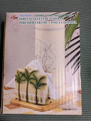 Toalla y servilletero de papel de cerámica fina pintada a mano para palmera KMC Foto 1 de 4