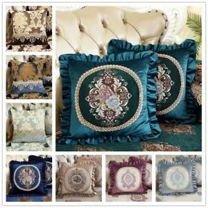 Blumen Jacquard Kissenhülle Samt Sofa Kissenbezug Rüschen Nur Abdeckung Retro - Bild 1 von 24