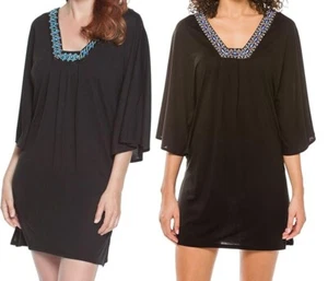 Dotti Women's Half Sleeve Beaded Tunic Dress Swim Cover-Up, Black, Small - Picture 1 of 8