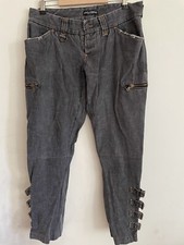 Dolce Gabbana Denim Distressed Grey Cargo Biker Zipper Vintage Bondage Jeans W34