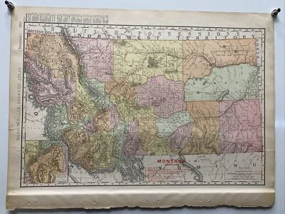 Large Format 1905 COLOR Rand McNally Map Atlas Page 239 Railroads Montana - Image 1 of 4