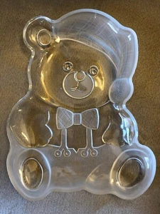VINTAGE Mikasa Crystal Holiday Bear Serving Platter 11 1/2" Frosted Christmas - Picture 1 of 6