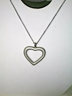 Italy long Kette Giuno Edelstahl Kette silber Herz matt blogger NEU - Bild 1 von 4