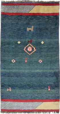 Original Persian Carpet Gabbeh Ghashghai Oriental Rug 203 CM X 110 Old Natural - Image 1 of 4