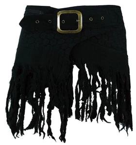 Goa Minirock, Wickelrock, Tribal Cacheur, Hüftschmeichler, Fransenrock - schwa - Bild 1 von 3