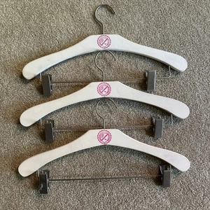 Victoria’s Secret PINK Store Display White Wood Hangers w/Clips Lot Of 3 - USED - Picture 1 of 12