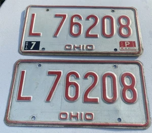 1979-80 Ohio License Plate Pair “L 76208” Free Shipping L - Picture 1 of 2