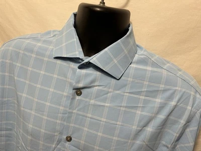 Calvin Klein Mens 4 Way Stretch Dress Shirt Reg 15 15 1/2 36-37 Blue Plaid A6 - Image 1 of 4