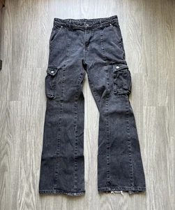 Ditch LA Pants Jeans Men’s Size 32x33 Black Baggy Cargo Pocket Oversized - Picture 1 of 10