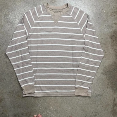 Camisa térmica vintage Y2k tejido gofre manga larga rayas crema mediana Foto 1 de 4