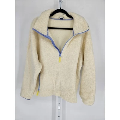 Chaqueta Pullover J Crew Mujer Talla XXL 1/2 Cremallera Vintage Polar Crema Púrpura Foto 1 de 4