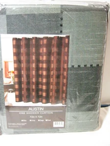 NEW Victoria Classics AUSTIN Fabric SHOWER CURTAIN 72x72 ~SAGE LITE BLACK SQUARE - Picture 1 of 5