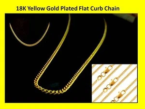 18K Gelbgold plattiert flache Panzerkette 2 mm Halskette Kette 18", 20" & 24" kostenlose Lieferung - Bild 1 von 4