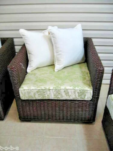 Sofá Pottery Barn PB MADRID Rattan Seagrass Vime Acento CADEIRA almofada verde - Imagem 1 de 4