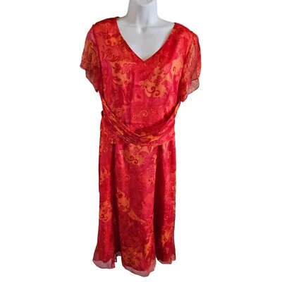 Coldwater Creek Woman Size 12 NWT 100% Silk Dress Lined Garden Party Colorful - Image 1 of 4