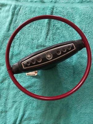 1968 Ford Mustang Steering Wheel, Pad, Horn Red Pretty Nice Driver OEM - Image 1 of 4