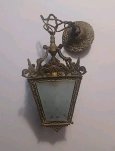 Vintage French Gilded Bronze Lantern Very Old And Heavy  Solid Great Detail  - Picture 1 of 10