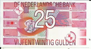 NETHERLANDS 25 GULDEN 1989 P 100. aUNC CONDITION. 5RW 29JUNY - Picture 1 of 1