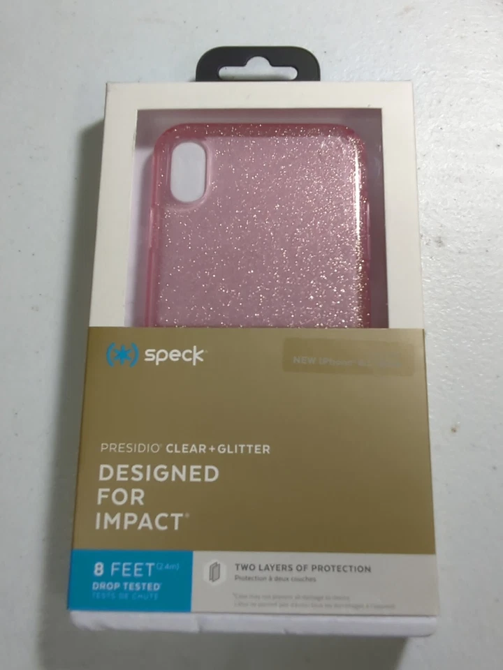 Funda Speck Products para iPhone Xs Max, Presidio Transparente + Brillo Dorado/Rosa Bella Foto 1 de 1